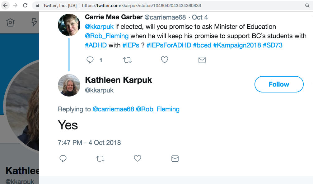 Kathleen Karpuk in Kamloops supports #IEPsForADHD